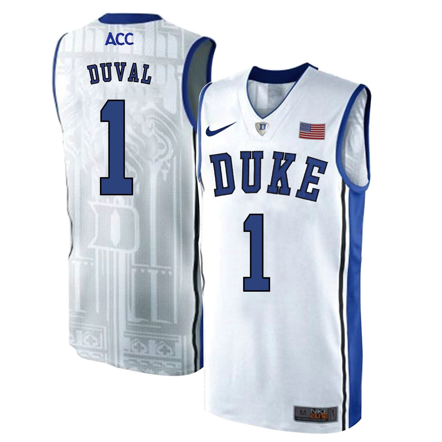 DUKE Trevon Duval 1 White Elite College Football Jersey football jersey product view 1