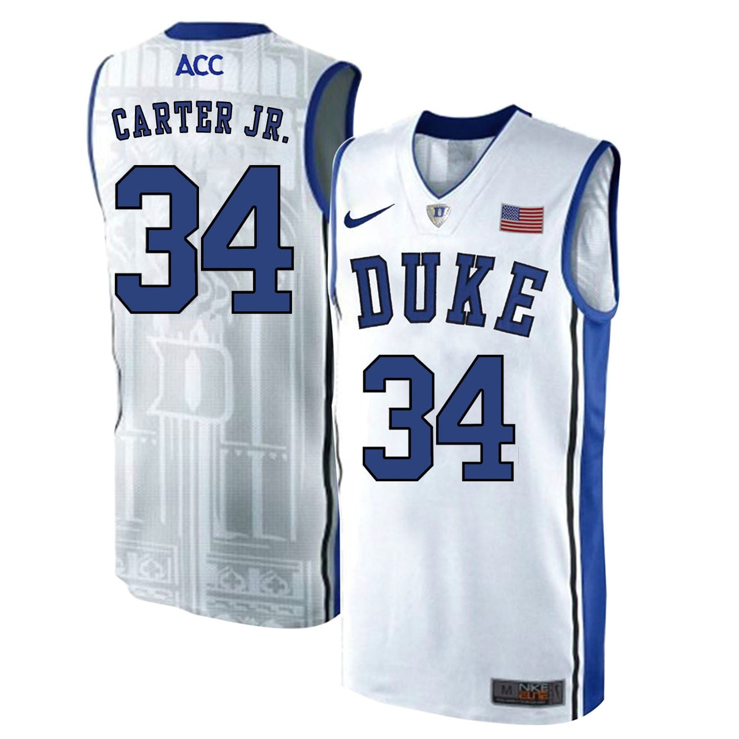 DUKE Wendell Carter Jr. 34 White Elite College Football Jersey football jersey product view 1