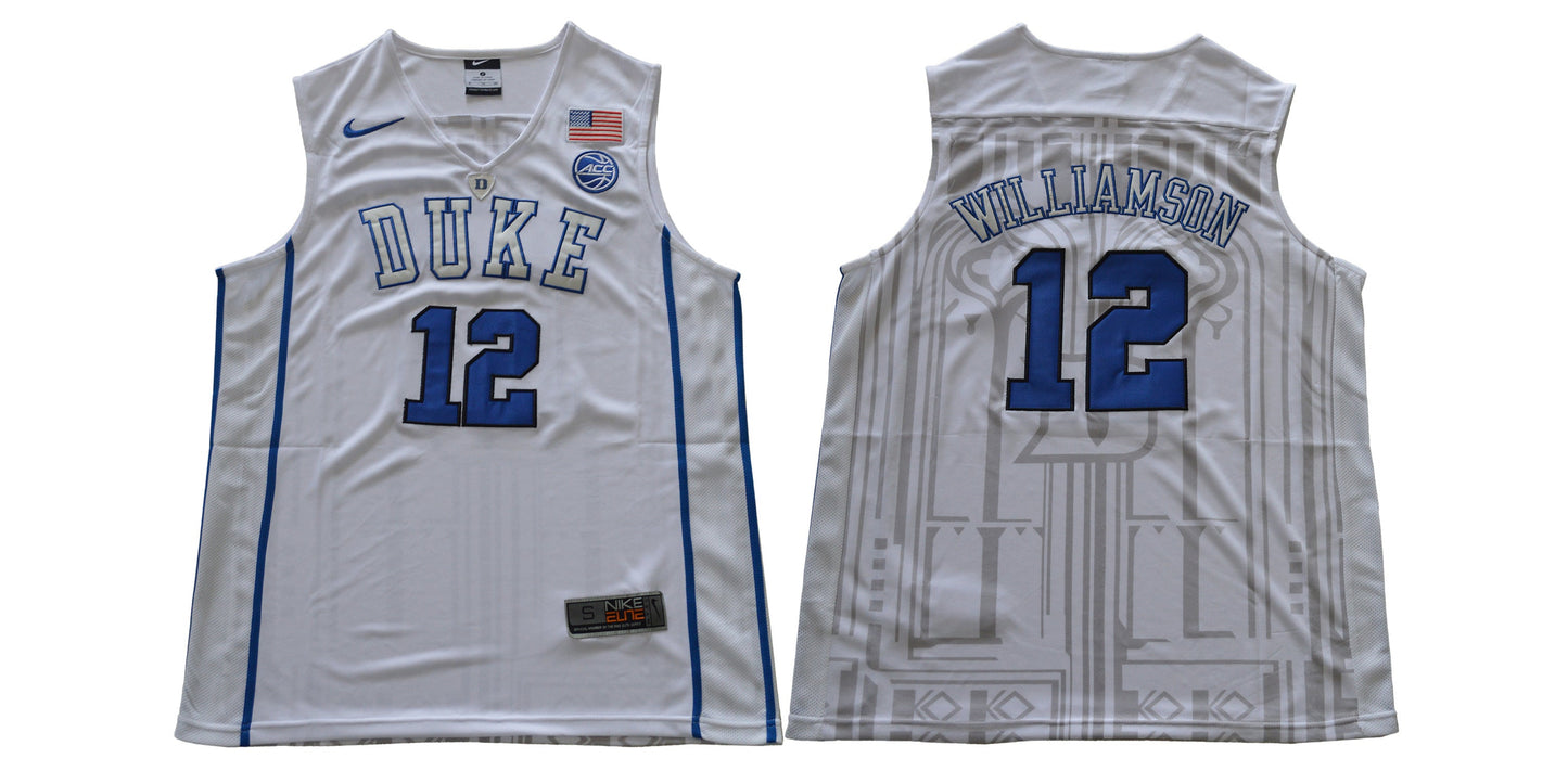 DUKE Williamson 12 New White College Football Jersey football jersey product view 1