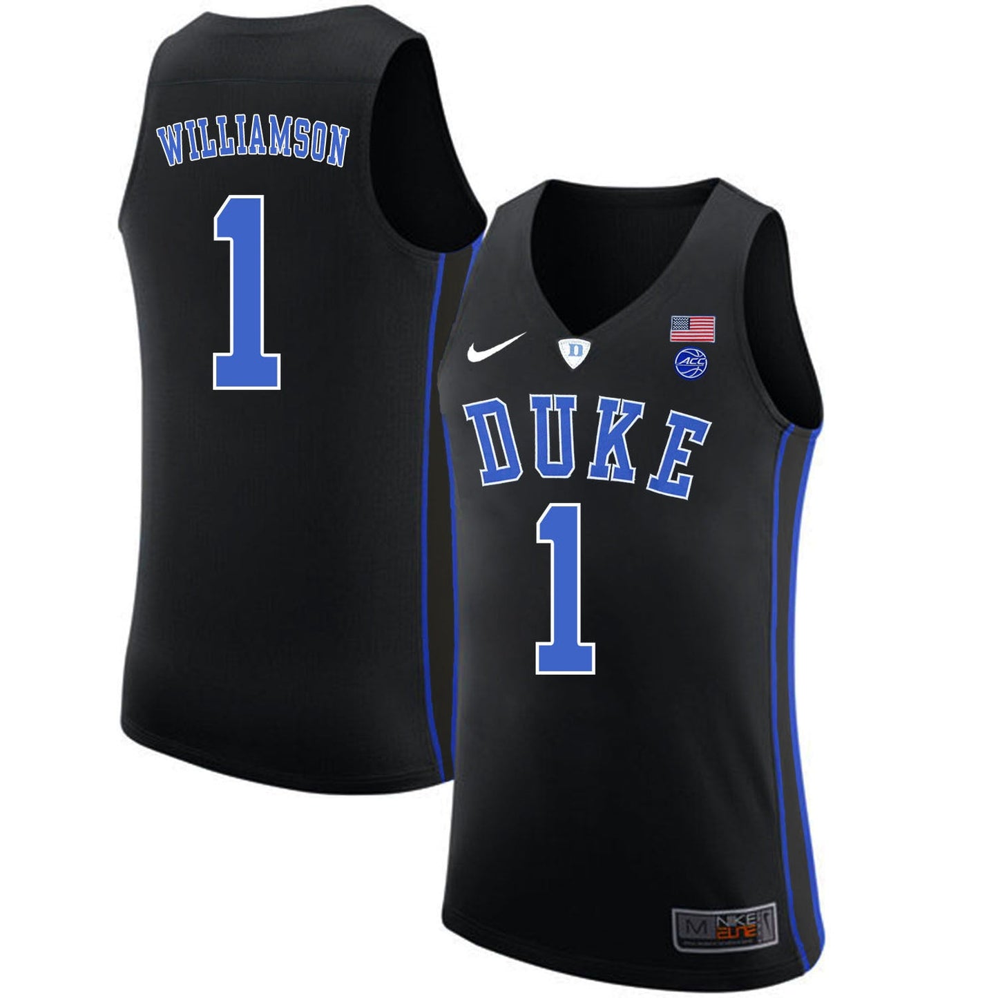 DUKE Zion Williamson 1 Black College Football Jersey football jersey product view 1