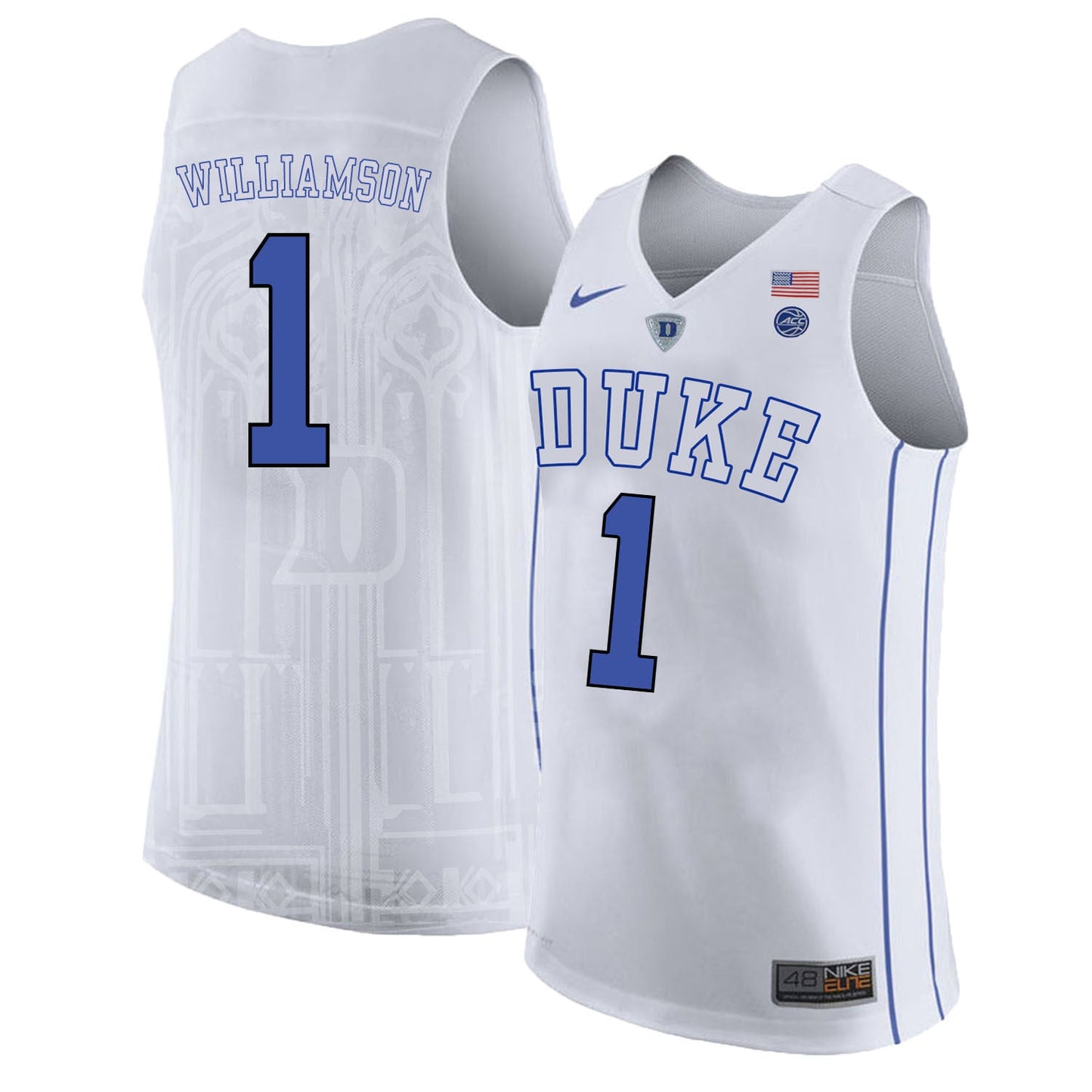 DUKE Zion Williamson 1 White College Football Jersey football jersey product view 1
