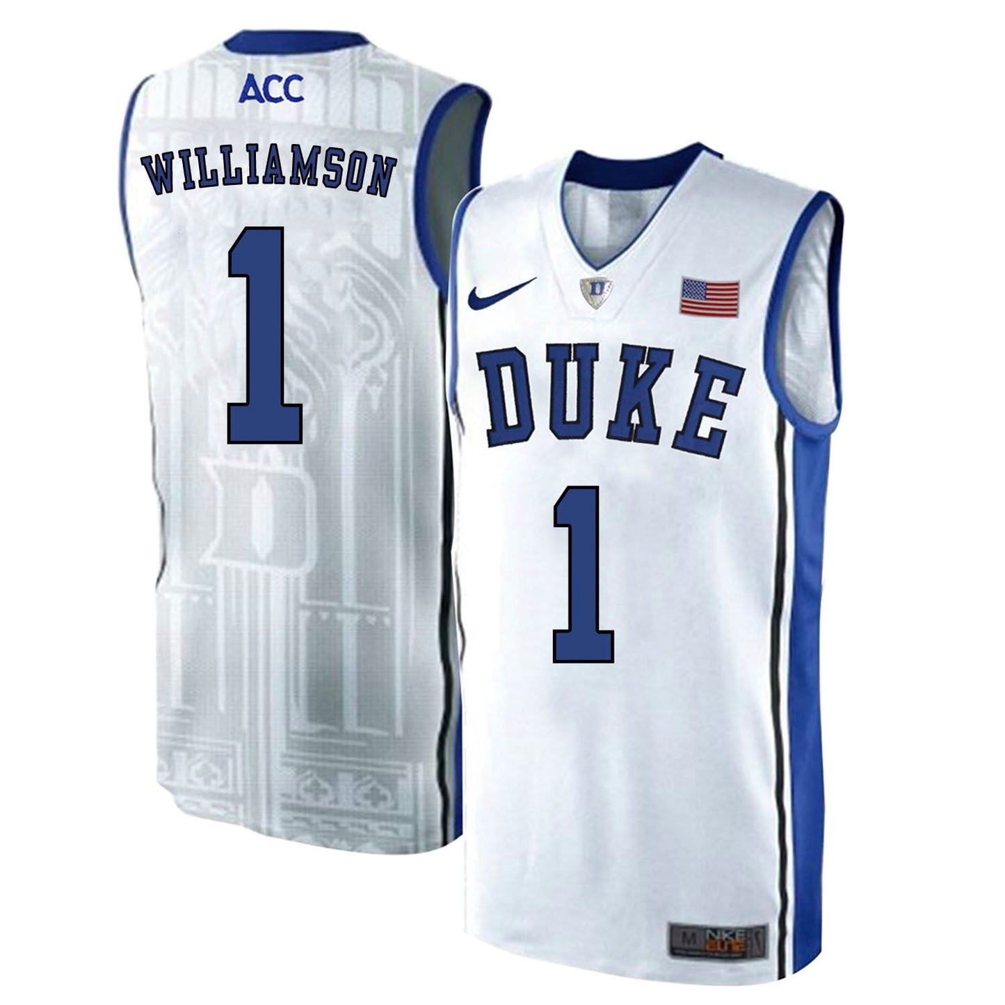 DUKE Zion Williamson 1 White Elite College Football Jersey football jersey product view 1