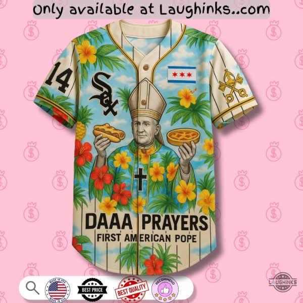 Da Prayers White Sox Pope Jersey Shirt First American Pope Leo baseball jersey product view 1