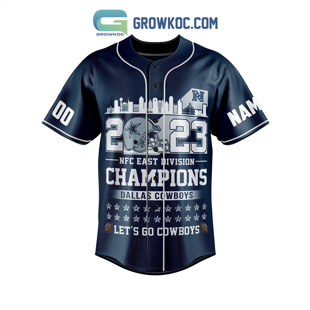 Dallas Cowboys 2023 NFC East Division Champion Fan Personalized Baseball Jersey baseball jersey product view 3