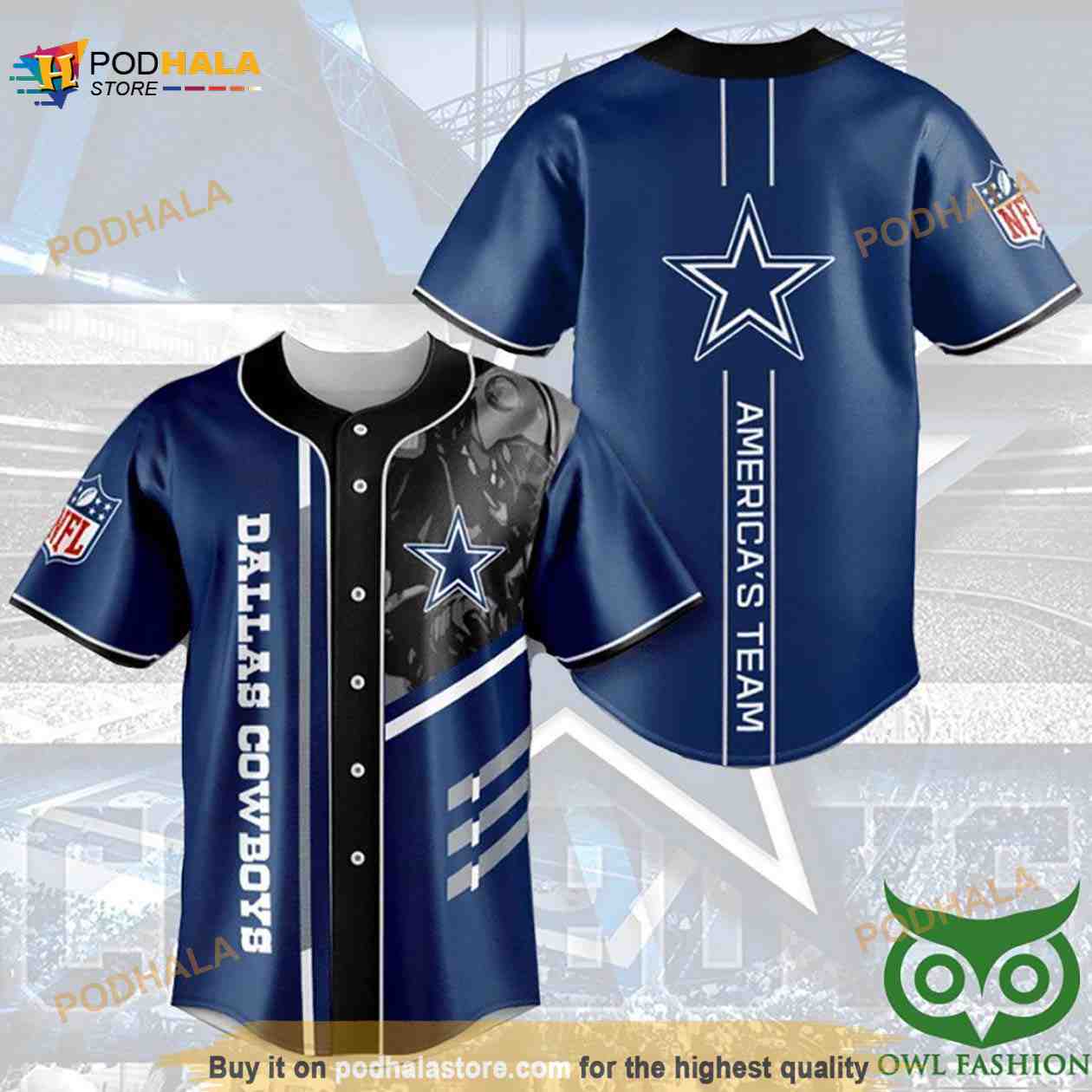 Dallas Cowboys 3D Baseball Jersey Shirt baseball jersey product view 1