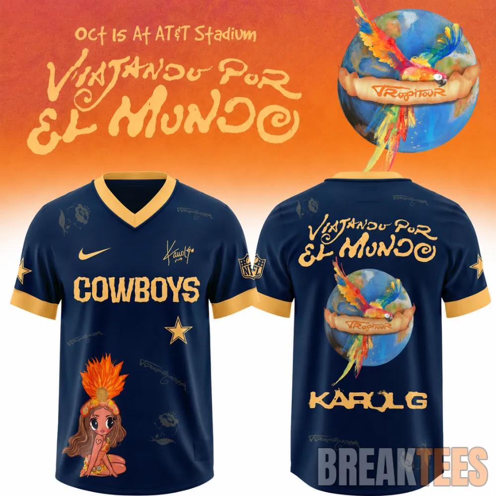 Dallas Cowboys Karol G Viajando Por El Mundo Tropitour 2026 Football Jersey Unisex T-shirt, Sweatshirt, Hoodie, Long Sleeve Tee - T-Shirt, Sweatshirt, Hoodie