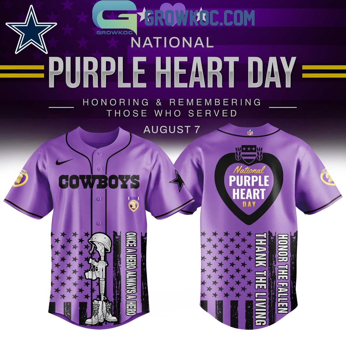 Dallas Cowboys Purple Heart Day 2025 Baseball Jersey baseball jersey product view 1