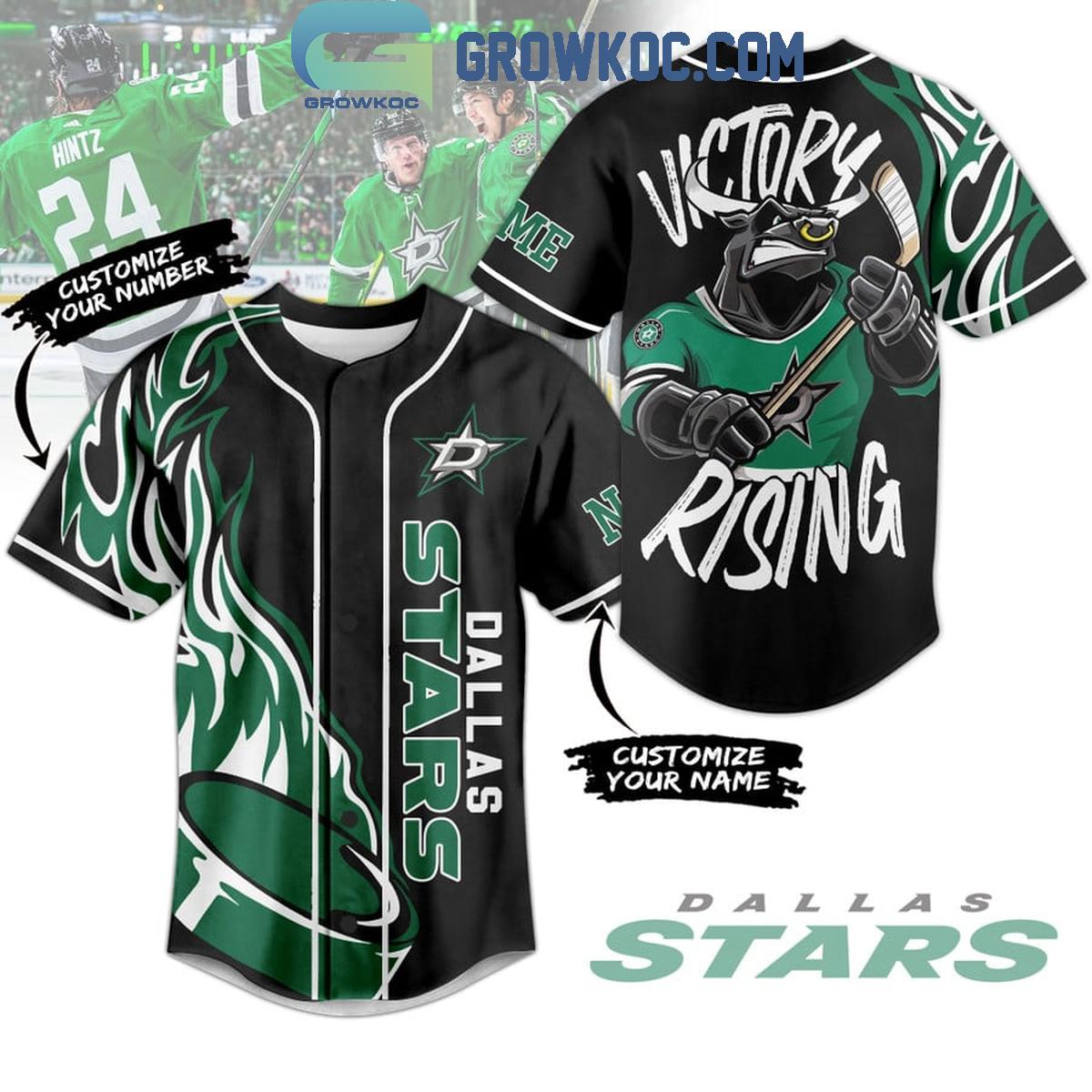 Dallas Stars Victory Rising Flame Personalized Baseball Jersey baseball jersey product view 1