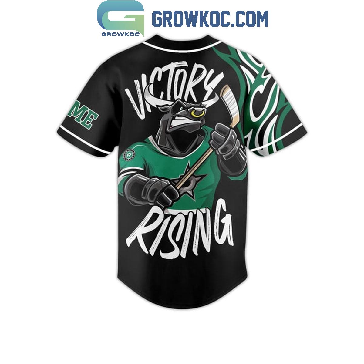 Dallas Stars Victory Rising Flame Personalized Baseball Jersey baseball jersey product view 3