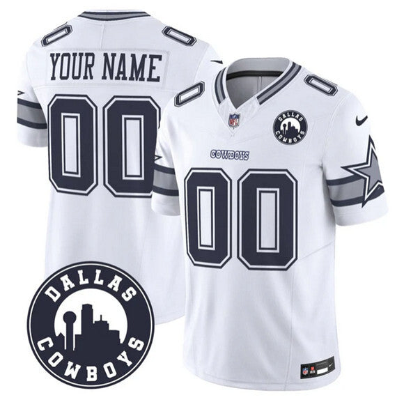 Dallas Cowboys Active Player Custom White 2025 F.U.S.E. Dallas City Patch Football Jersey football jersey product view 1