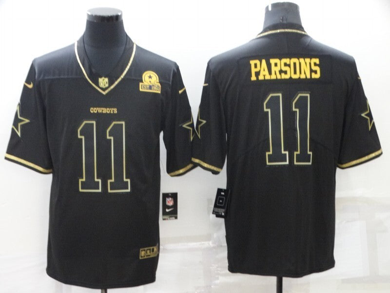 Dallas Cowboys #11 Micah Parsons Black Retro Gold 094 Football Jersey football jersey product view 1
