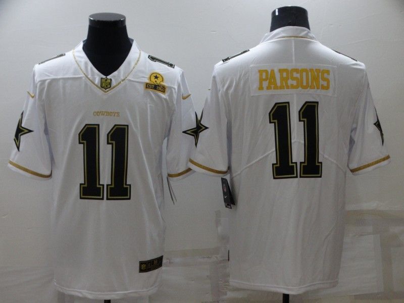 Dallas Cowboys #11 Micah Parsons White Retro Gold 163 Football Jersey football jersey product view 1