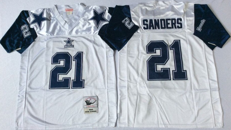 Dallas Cowboys #21 Deion Sanders Throwback Style 1 Football Jersey football jersey product view 1
