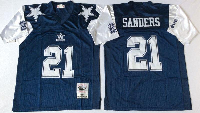 Dallas Cowboys #21 Deion Sanders Throwback Style 2 Football Jersey football jersey product view 1