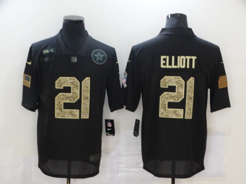 Dallas Cowboys #21 Ezekiel Elliott 20 Salute Camo Text 647 Football Jersey football jersey product view 1