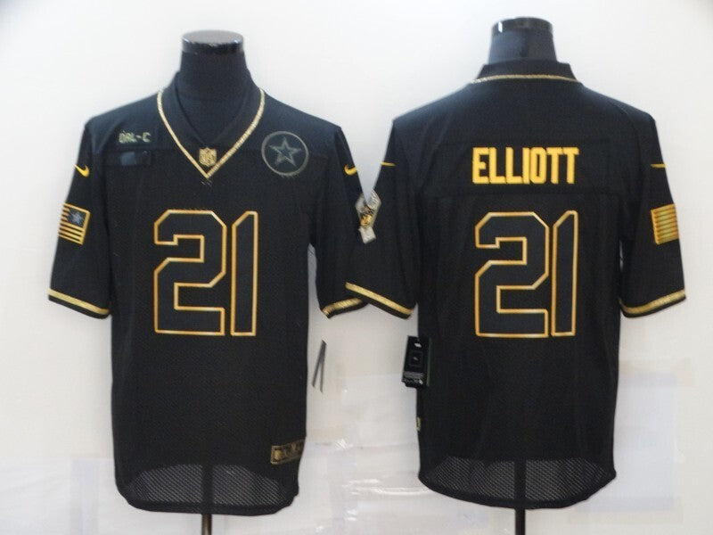 Dallas Cowboys #21 Ezekiel Elliott 20 Salute Retro Gold 706 Football Jersey football jersey product view 1
