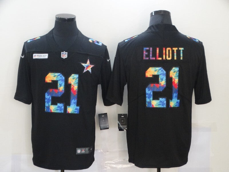 Dallas Cowboys #21 Ezekiel Elliott Rainbow 898 Football Jersey football jersey product view 1