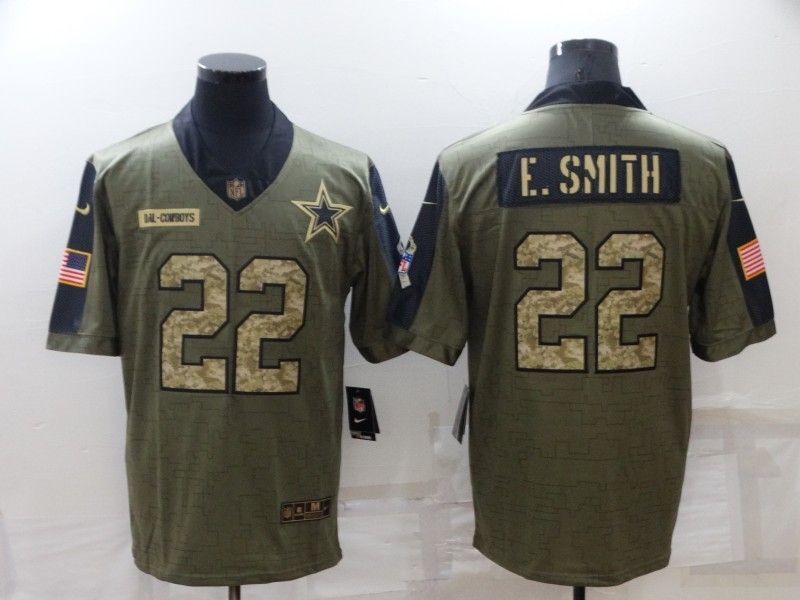 Dallas Cowboys #22 Emmitt Smith 21 Salute Camo Text 171 Football Jersey football jersey product view 1