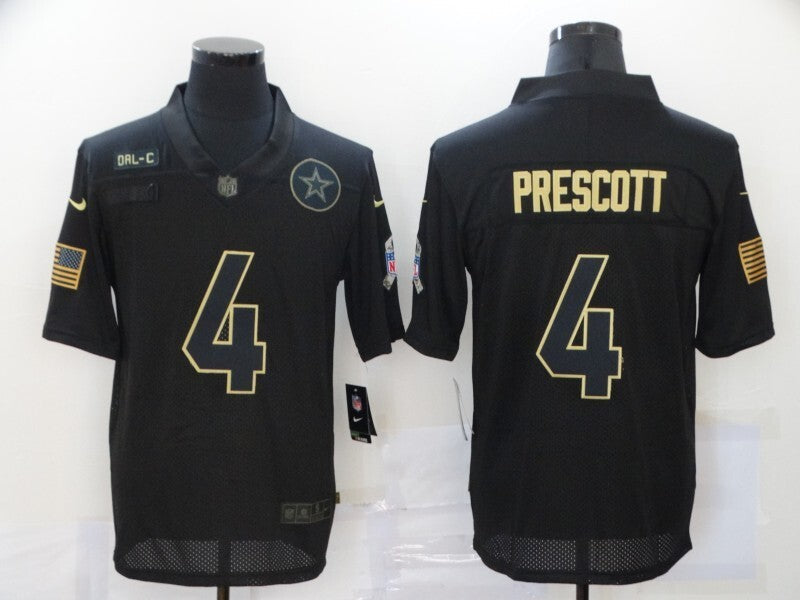 Dallas Cowboys #4 Dak Prescott 20 New Black Salute 432 Football Jersey football jersey product view 1