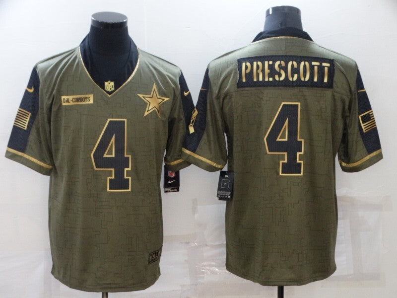Dallas Cowboys #4 Dak Prescott 21 Salute 887 Football Jersey football jersey product view 1