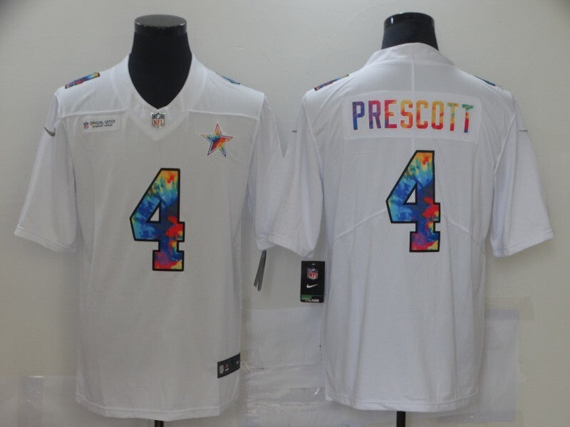 Dallas Cowboys #4 Dak Prescott White Rainbow 818 Football Jersey football jersey product view 1