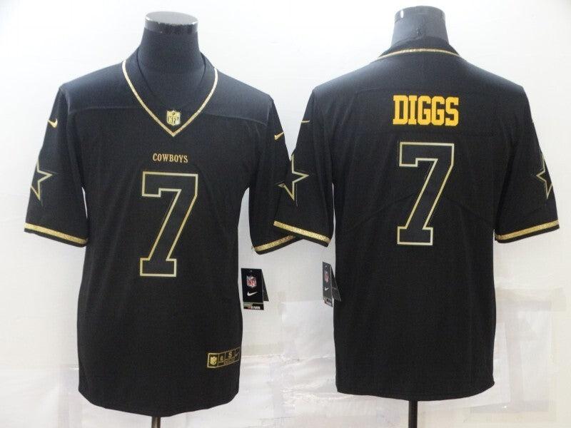 Dallas Cowboys #7 Diggs Black Retro Gold 875 Football Jersey football jersey product view 1