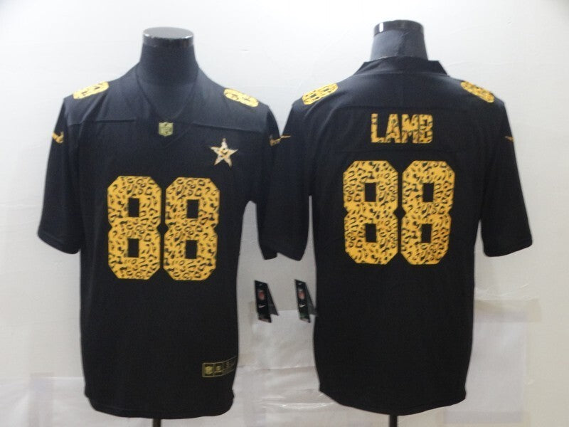 Dallas Cowboys #88 CeeDee Lamb Black Leopard Print 167 Football Jersey football jersey product view 1