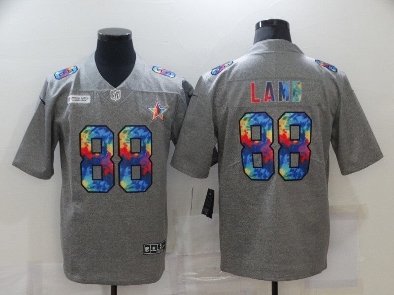 Dallas Cowboys #88 CeeDee Lamb Hemp Gray Rainbow 978 Football Jersey football jersey product view 1