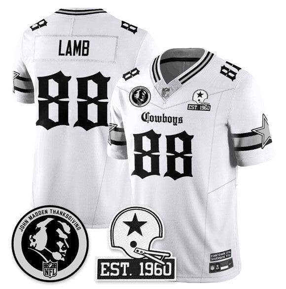 Dallas Cowboys #88 CeeDee Lamb White 2025 F.U.S.E. With John Madden Football Jersey football jersey product view 1