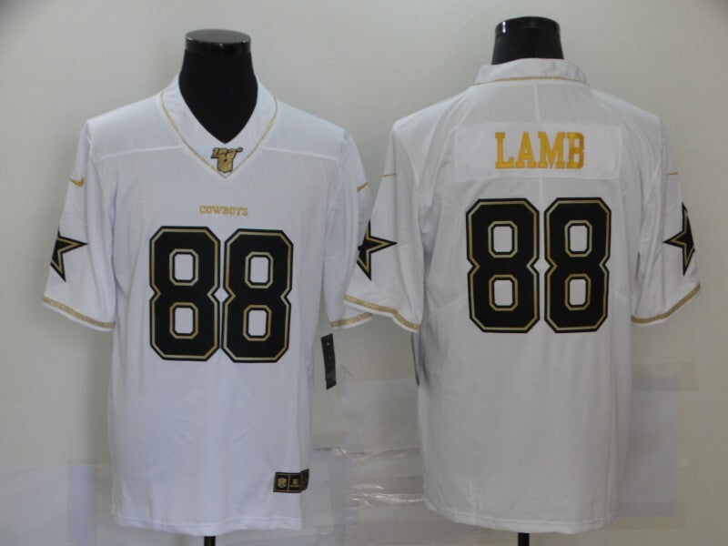 Dallas Cowboys #88 CeeDee Lamb White Retro Gold 160 Football Jersey football jersey product view 1
