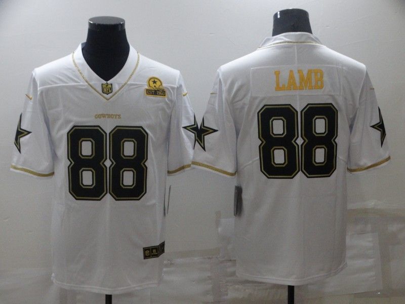Dallas Cowboys #88 Cee DeeLamb White Retro Gold 157 Football Jersey football jersey product view 1