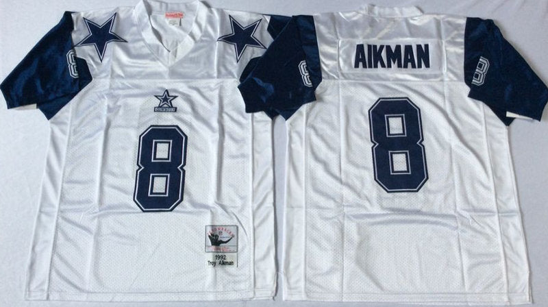 Dallas Cowboys #8 Troy Aikman Throwback Style 1 Football Jersey football jersey product view 1