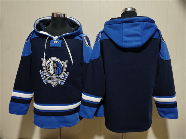 Dallas Mavericks Navy Black Lace-Up Pullover Hoodie Basketball Jersey basketball jersey product view 1