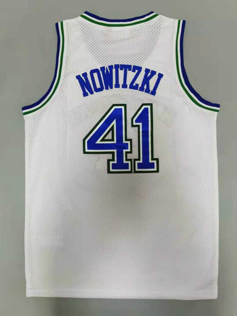 Dallas Mavericks #41 Dirk Nowitzki Mavericks 41# Retro - White Style 1 Basketball Jersey basketball jersey product view 1