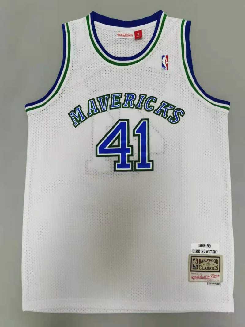 Dallas Mavericks #41 Dirk Nowitzki Mavericks 41# Retro - White Style 2 Basketball Jersey basketball jersey product view 1