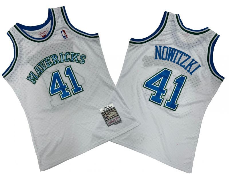 Dallas Mavericks #41 Dirk Nowitzki m&n jersey white Basketball Jersey basketball jersey product view 1