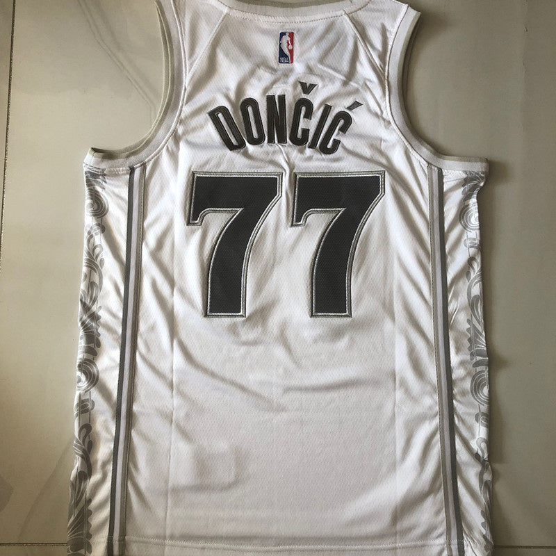 Dallas Mavericks #77 Luka Dončić 24-25 city authentic jersey white Style 1 Basketball Jersey basketball jersey product view 1