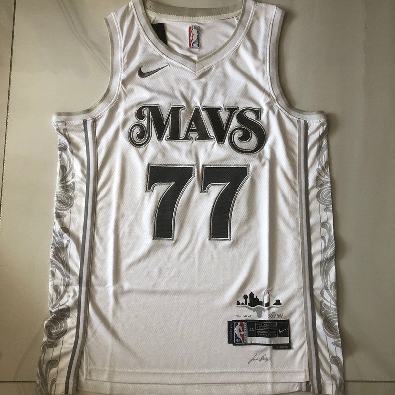 Dallas Mavericks #77 Luka Dončić 24-25 city authentic jersey white Style 2 Basketball Jersey basketball jersey product view 1