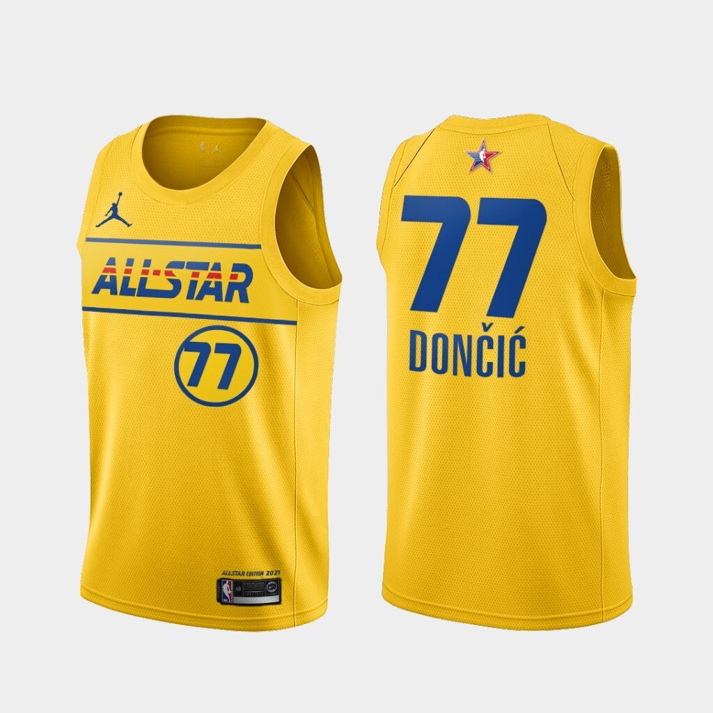 Dallas Mavericks #77 Luka Doncic 2021-all-star-western-conference-gold-mavericks-jersey Basketball Jersey basketball jersey product view 1
