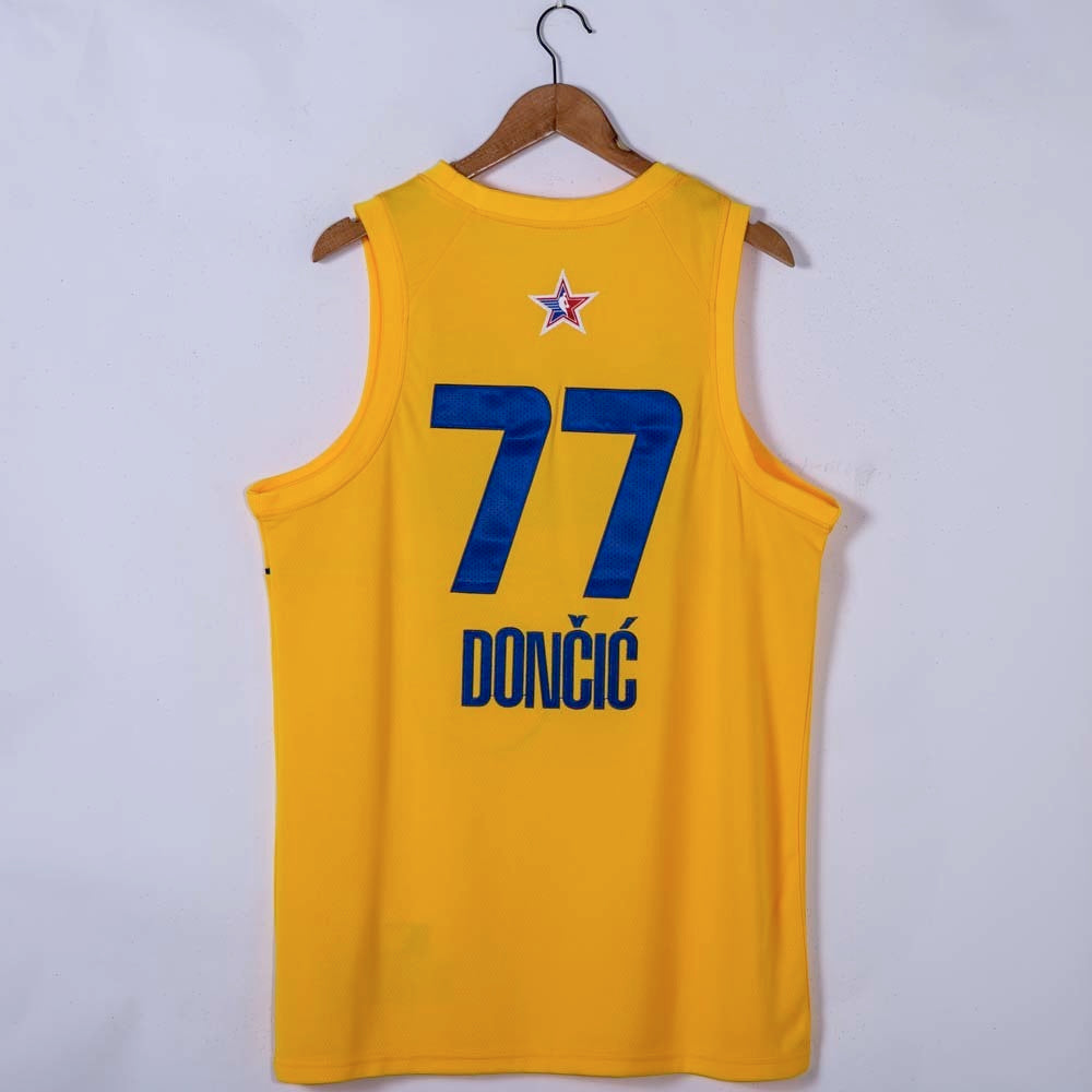 Dallas Mavericks #77 Luka Doncic 2021 All-Star 77 # Yellow Style 1 Basketball Jersey basketball jersey product view 1
