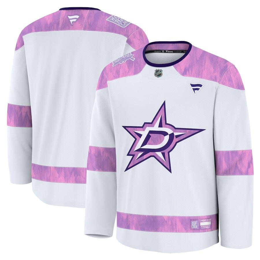 Dallas Stars 2024 Hockey Fights Cancer Practice Jersey - White Hockey Jersey hockey jersey product view 1