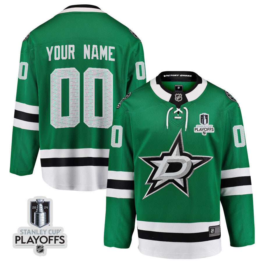 Dallas Stars 2024 NHL Playoffs Patch Home Jersey Customized Hockey Jersey hockey jersey product view 1