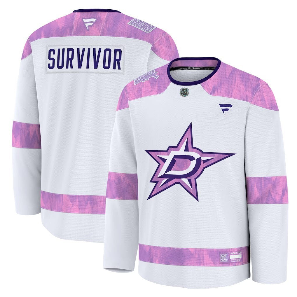 Dallas Stars Fanatics Hockey Fights Cancer Practice Jersey - White Hockey Jersey hockey jersey product view 1