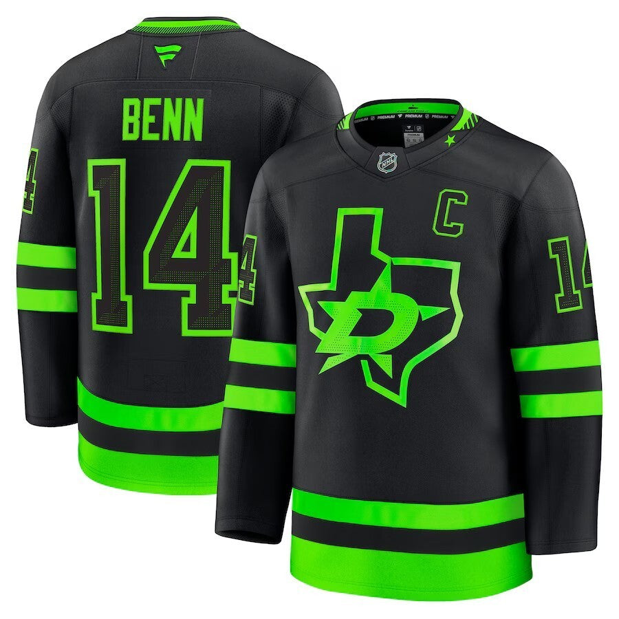 Dallas Stars #14 Jamie Benn Alternate Premium Jersey - Black_1 Hockey Jersey hockey jersey product view 1