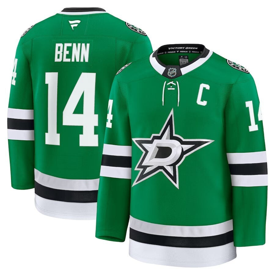 Dallas Stars #14 Jamie Benn Home Premium Jersey - Kelly Green Hockey Jersey hockey jersey product view 1