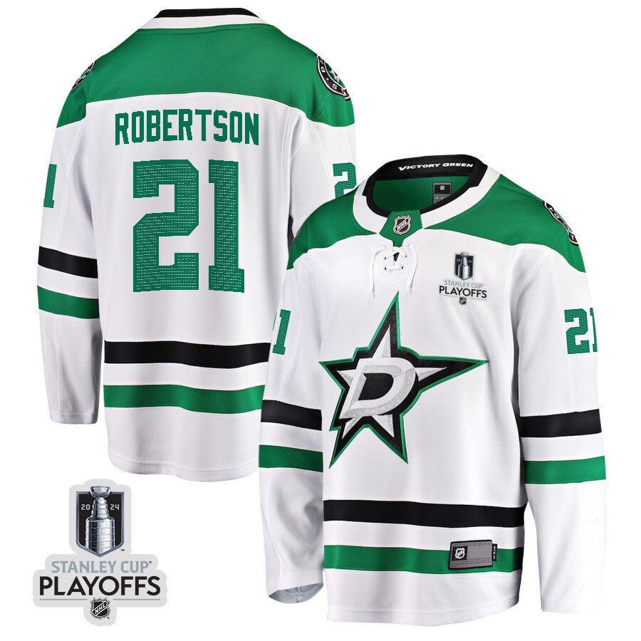 Dallas Stars #21 Jason Robertson 2024 NHL Playoffs Patch Away Breakaway Jersey Hockey Jersey hockey jersey product view 1