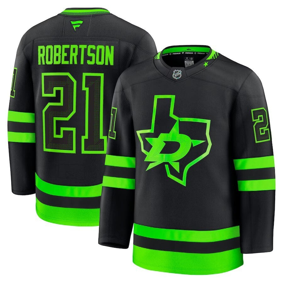 Dallas Stars #21 Jason Robertson Alternate Premium Jersey - Black_1 Hockey Jersey hockey jersey product view 1