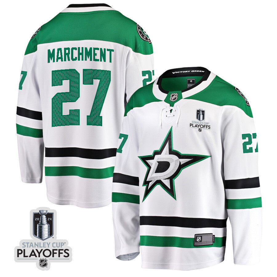 Dallas Stars #27 Mason Marchment 2024 NHL Playoffs Patch Away Breakaway Jersey Hockey Jersey hockey jersey product view 1