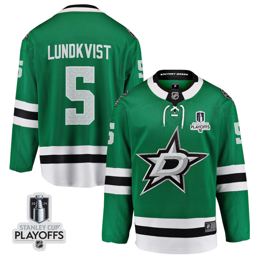 Dallas Stars #5 Nils Lundkvist 2024 NHL Playoffs Patch Home Jersey Hockey Jersey hockey jersey product view 1