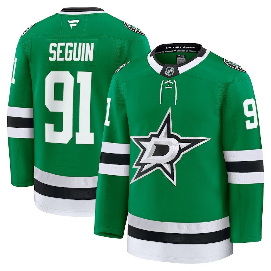 Dallas Stars #91 Tyler Seguin Home Premium Jersey - Kelly Green Hockey Jersey hockey jersey product view 1
